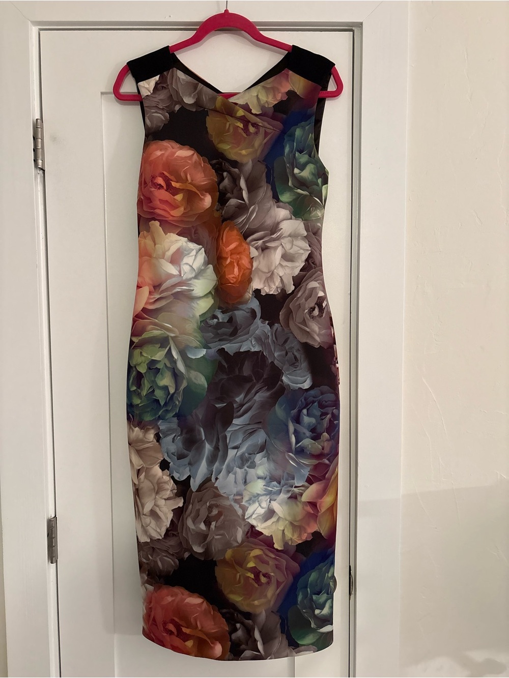 Ted Baker Black Floral Print Midi Dress